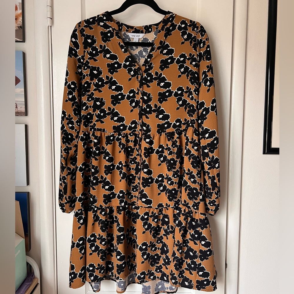 Nine West tiered mini shirt dress